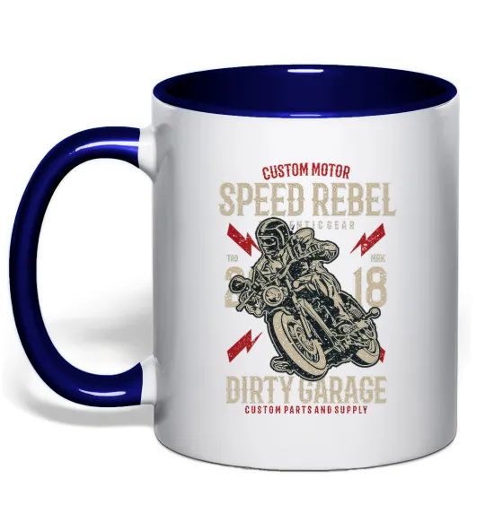 Чашка з кольоровою ручкою Speed Rebel Dirty Garage Глибокий темно-синій фото