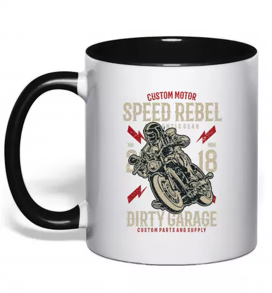 Чашка з кольоровою ручкою Speed Rebel Dirty Garage Чорний фото