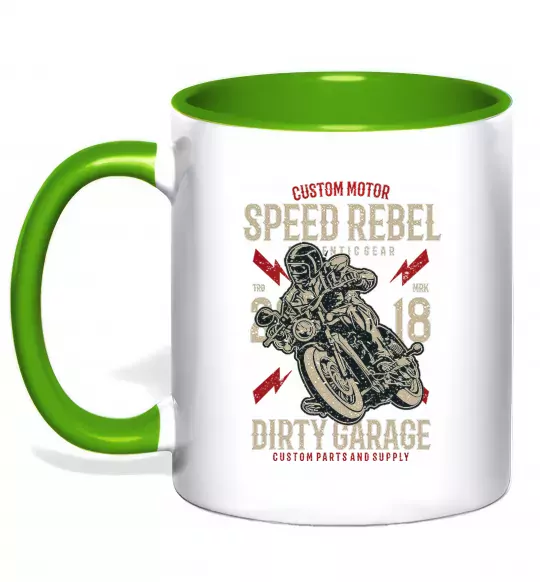 Чашка з кольоровою ручкою Speed Rebel Dirty Garage Зелений фото
