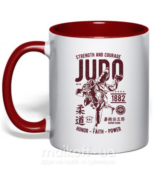 Чашка з кольоровою ручкою Judo Червоний фото