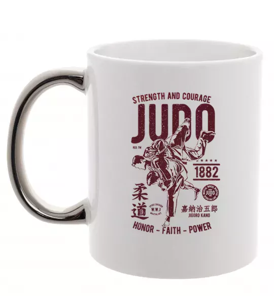 Чашка с цветной ручкой Judo Серебро фото