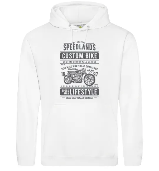 Мужская толстовка (худи) Speedlands Custom Bike Белый фото