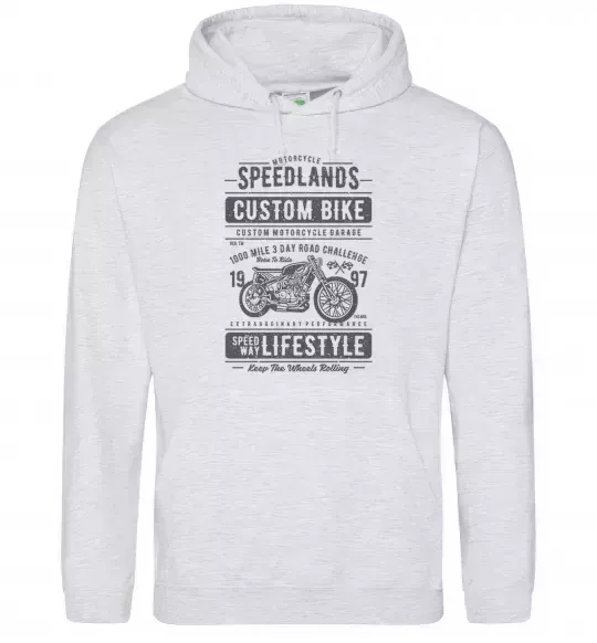 Мужская толстовка (худи) Speedlands Custom Bike Серый меланж фото
