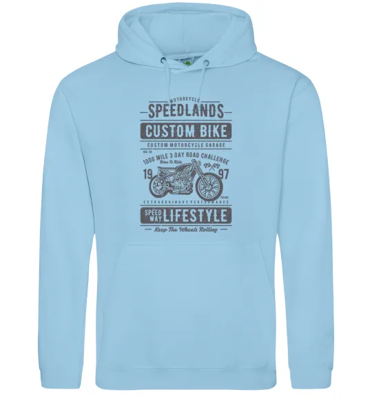 Чоловіча толстовка (худі) Speedlands Custom Bike Блакитний фото