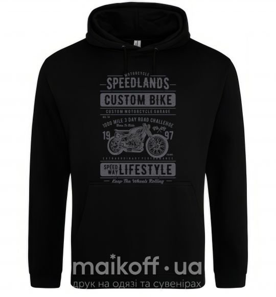 Чоловіча толстовка (худі) Speedlands Custom Bike Чорний фото