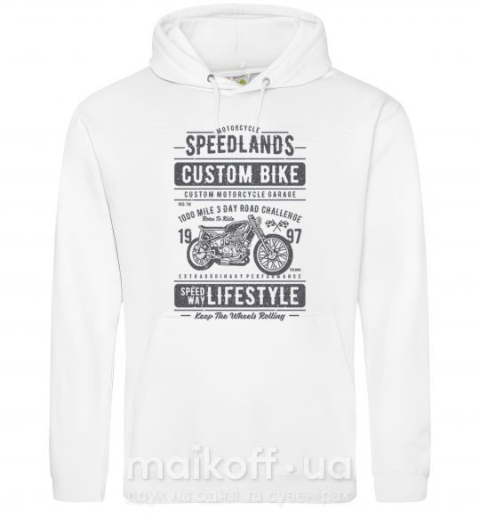 Чоловіча толстовка (худі) Speedlands Custom Bike Білий фото