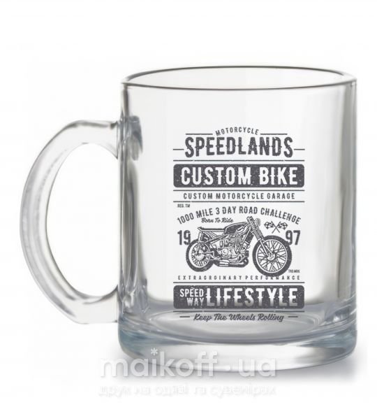 Чашка скляна Speedlands Custom Bike Прозорий фото