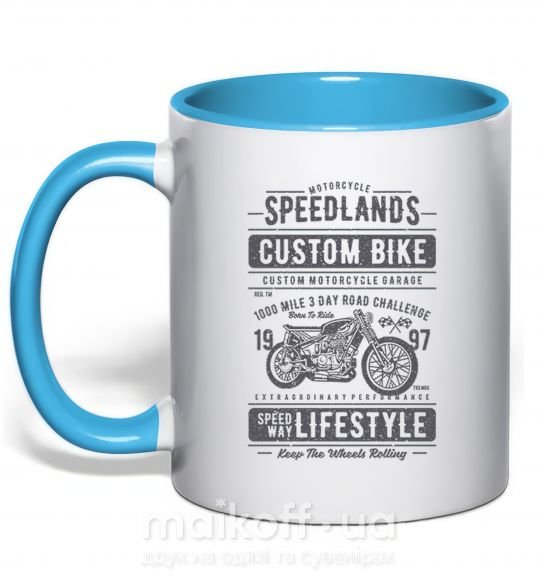 Чашка з кольоровою ручкою Speedlands Custom Bike Блакитний фото
