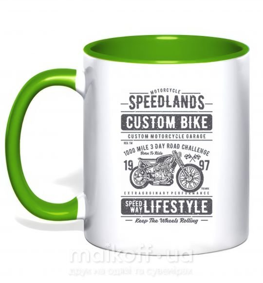 Чашка з кольоровою ручкою Speedlands Custom Bike Зелений фото