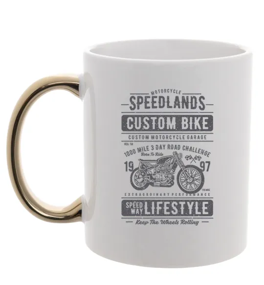 Чашка з кольоровою ручкою Speedlands Custom Bike Золото фото