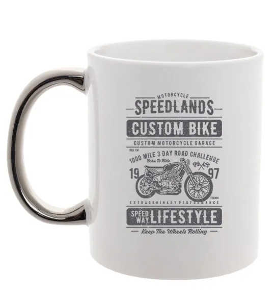 Чашка з кольоровою ручкою Speedlands Custom Bike Срібло фото