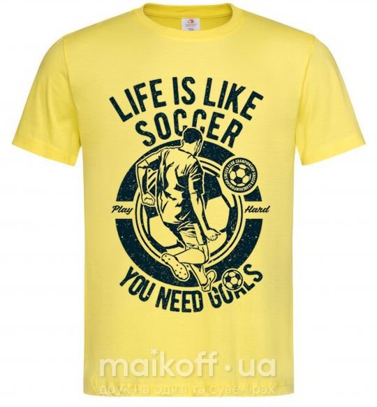 Чоловіча футболка Life Is Like Soccer Лимонний фото