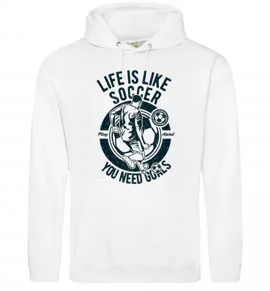 Женская толстовка (худи) Life Is Like Soccer Белый фото