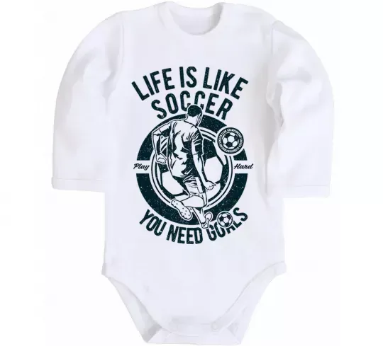 Детский боди Life Is Like Soccer Белый фото