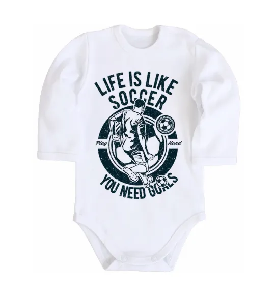 Детский боди Life Is Like Soccer Белый фото