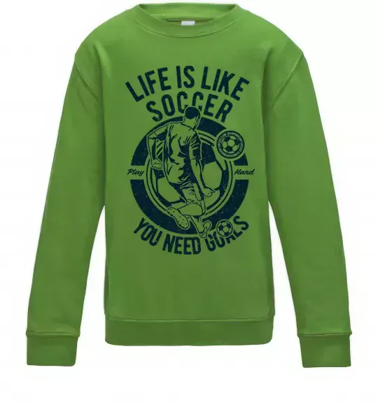 Дитячий світшот Life Is Like Soccer Лаймовий фото