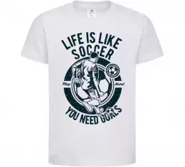 Детская футболка Life Is Like Soccer Белый фото