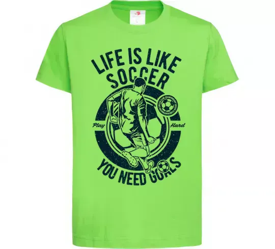 Детская футболка Life Is Like Soccer Лаймовый фото