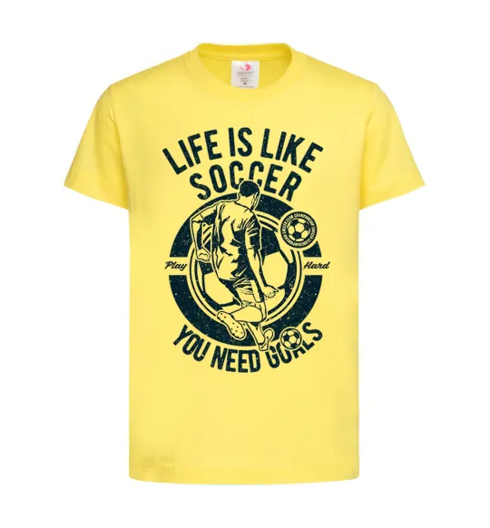Детская футболка Life Is Like Soccer Лимонный фото