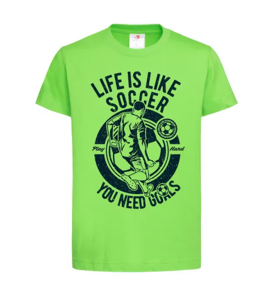 Детская футболка Life Is Like Soccer Лаймовый фото
