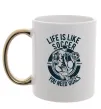 Чашка с цветной ручкой Life Is Like Soccer Золото фото