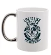 Чашка с цветной ручкой Life Is Like Soccer Серебро фото
