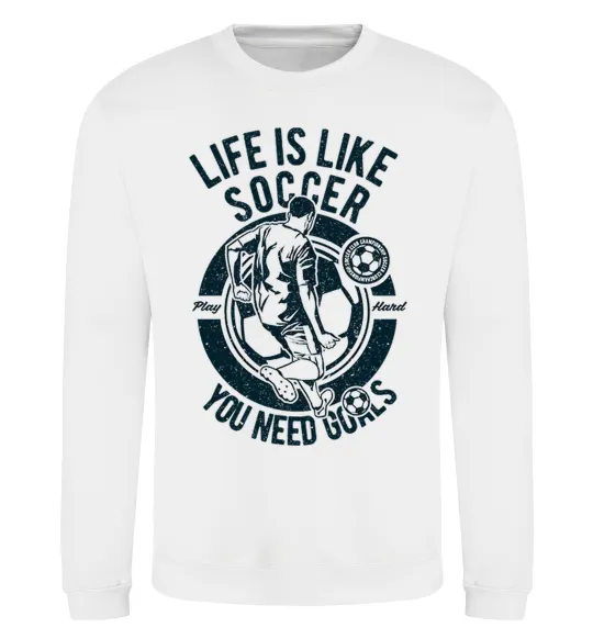 Свитшот Life Is Like Soccer Белый фото