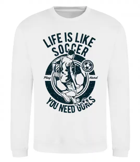 Свитшот Life Is Like Soccer Белый фото