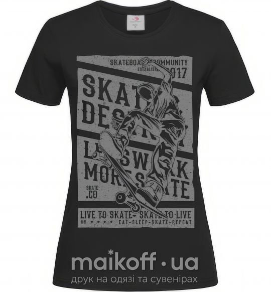 Жіноча футболка Live To Skate Чорний фото