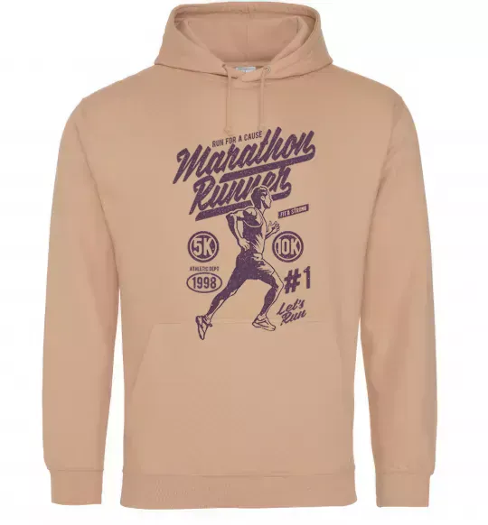 Мужская толстовка (худи) Marathon Runner Песочный фото