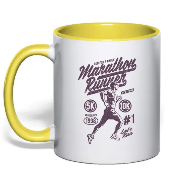 Чашка с цветной ручкой Marathon Runner Лимонный фото