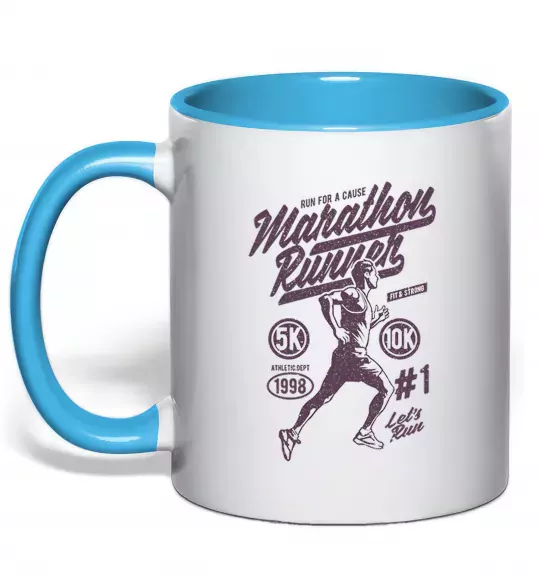 Чашка с цветной ручкой Marathon Runner Голубой фото