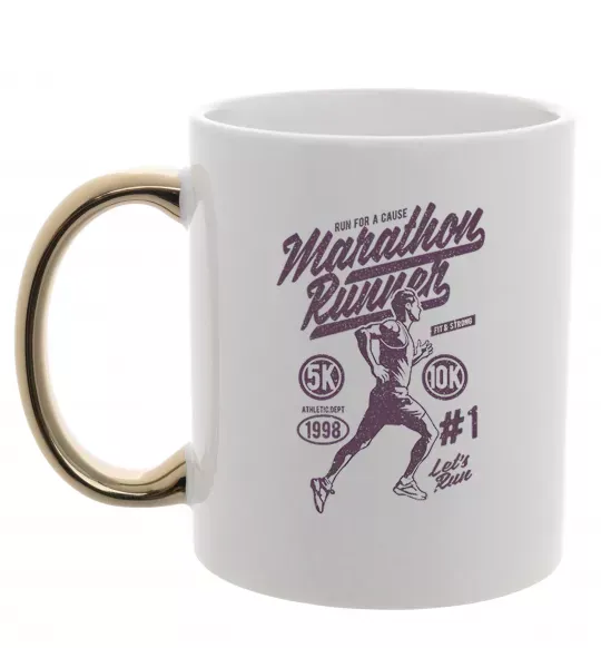 Чашка с цветной ручкой Marathon Runner Золото фото