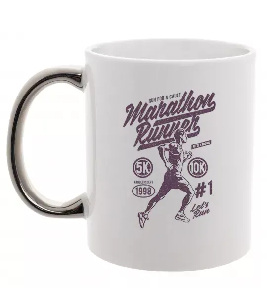 Чашка с цветной ручкой Marathon Runner Серебро фото