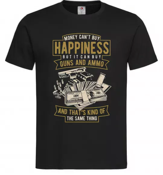 Чоловіча футболка Money Can't Buy Happiness Чорний фото