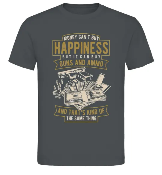 Чоловіча футболка Money Can't Buy Happiness Графіт фото