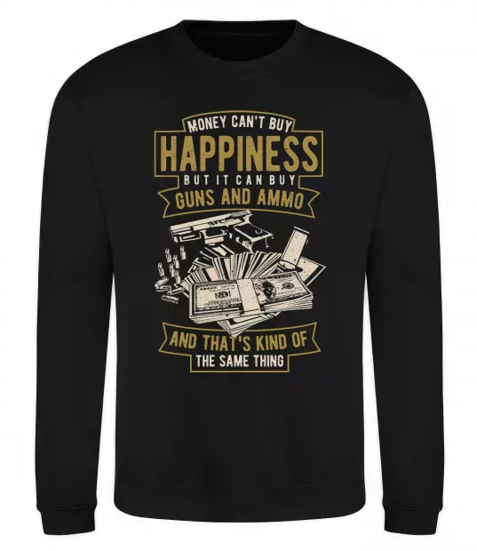 Світшот Money Can't Buy Happiness Чорний фото