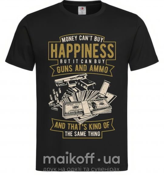 Мужская футболка Money Can't Buy Happiness Черный фото