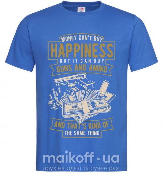 Мужская футболка Money Can't Buy Happiness Ярко-синий фото