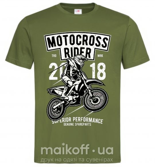 Чоловіча футболка Motocross Rider Оливковий фото
