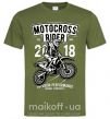 Мужская футболка Motocross Rider Оливковый фото