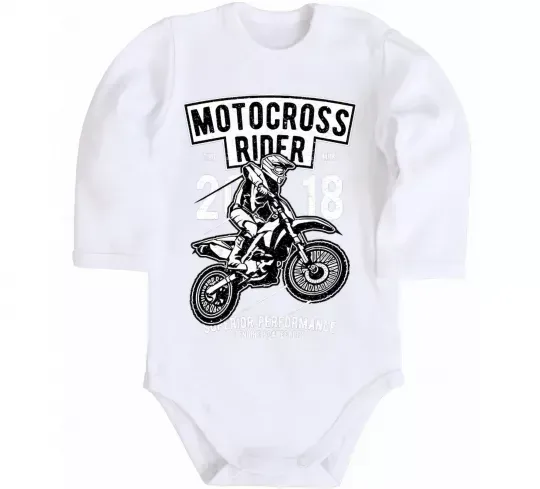 Дитячий бодік Motocross Rider Білий фото
