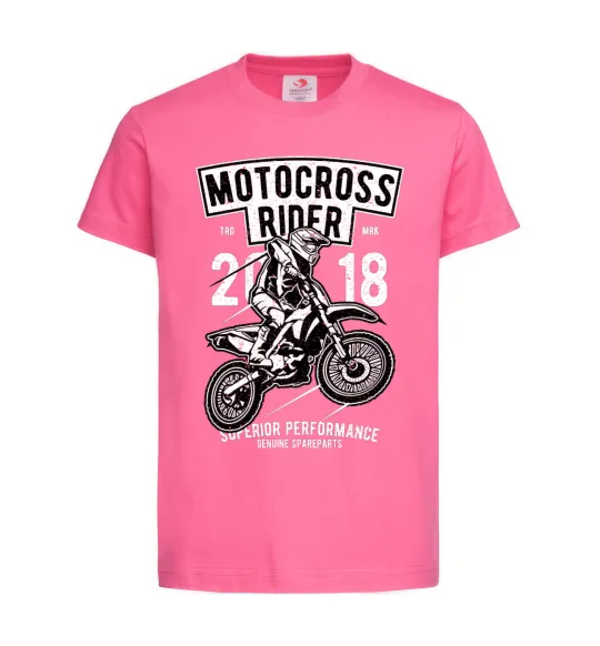 Детская футболка Motocross Rider Ярко-розовый фото