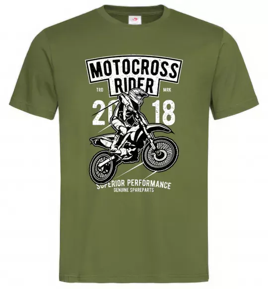 Чоловіча футболка Motocross Rider Оливковий фото