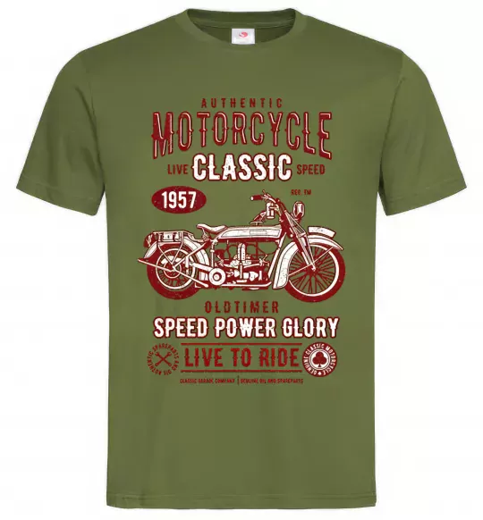 Мужская футболка Motorcycle Classic Оливковый фото