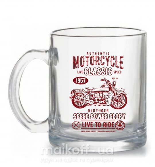 Чашка скляна Motorcycle Classic Прозорий фото