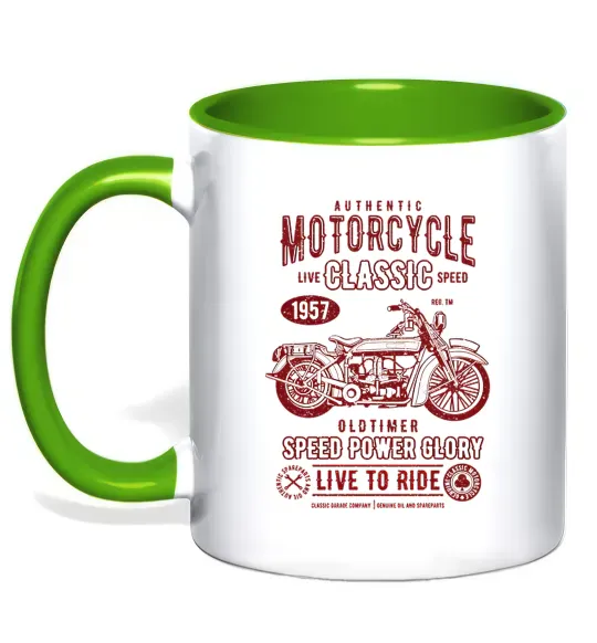 Чашка с цветной ручкой Motorcycle Classic Зеленый фото
