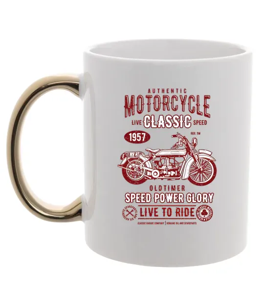 Чашка с цветной ручкой Motorcycle Classic Золото фото