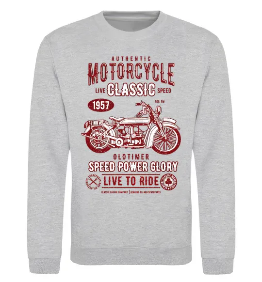 Світшот Motorcycle Classic Сірий меланж фото