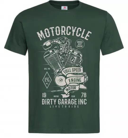 Чоловіча футболка Motorcycle Full Speed Engine Темно-зелений фото